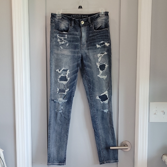 American Eagle Outfitters Denim - American Eagle Outfitters Women's Distressed Blue Skinny Jeans